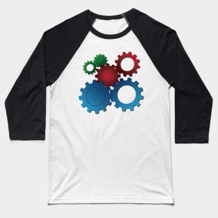 Colored Gears Of Different Sizes Baseball T-Shirt